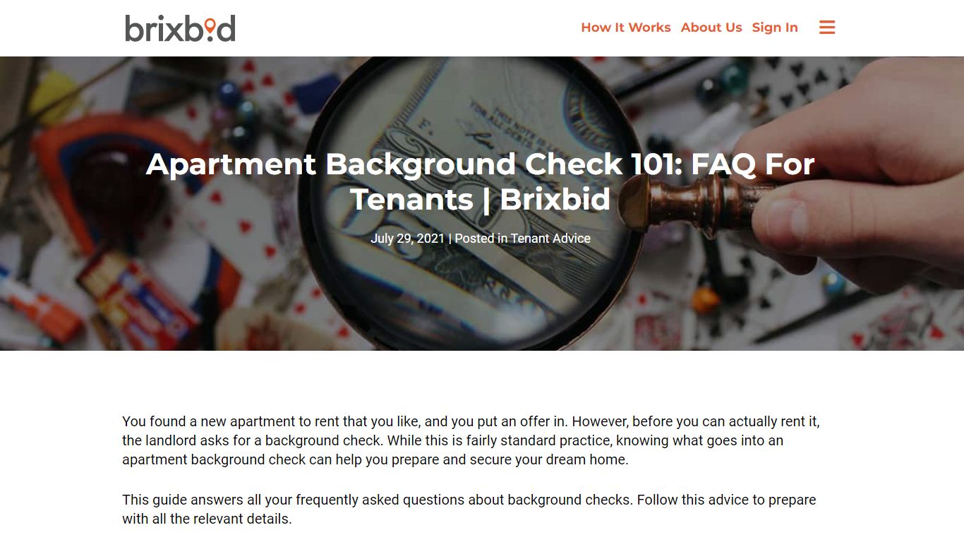 Apartment Background Check 101: FAQ For Tenants | Brixbid